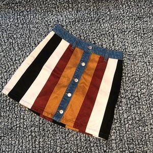 Forever21 Faux Suede Striped Colorblock Skirt